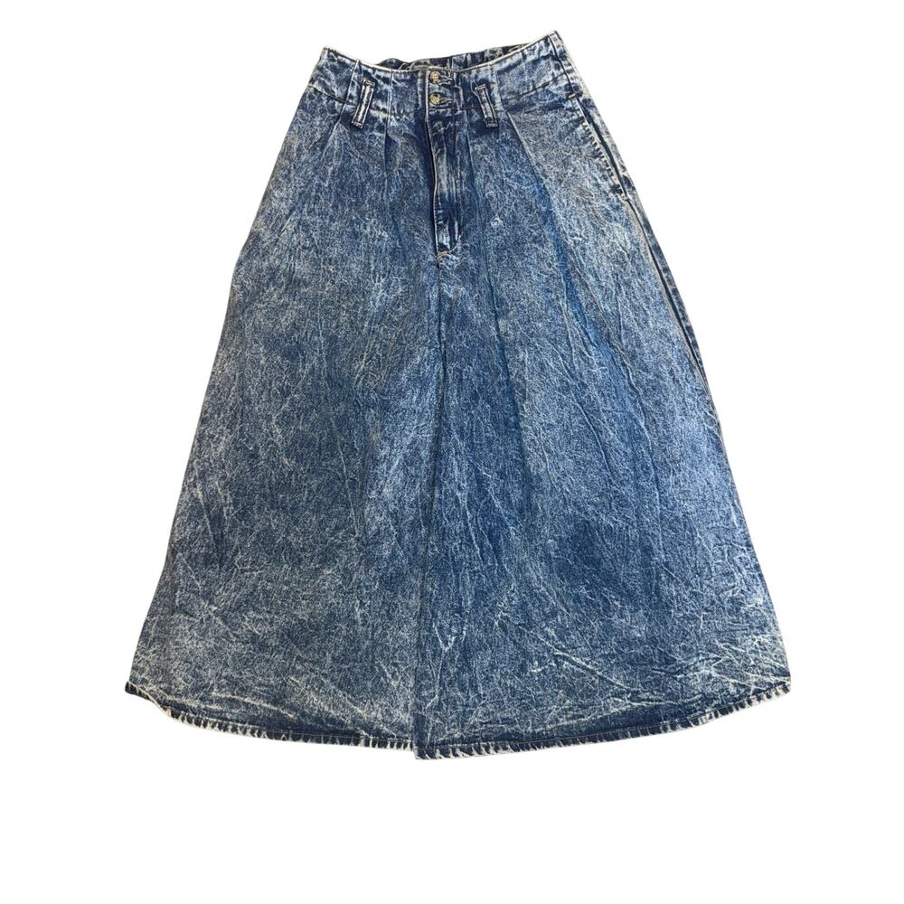 Vintage Bonjour Acid Washed Extreme Wide Leg Pants Culottes
